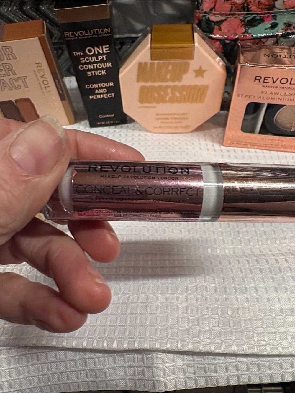 Revolution Bronzer & Contour Set with Pink Floral Pouch